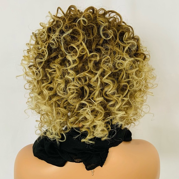 Gorgeous Curly Honey Brown & Blonde Color Premium Fiber “Put On & Go” Wig - Picture 5 of 5